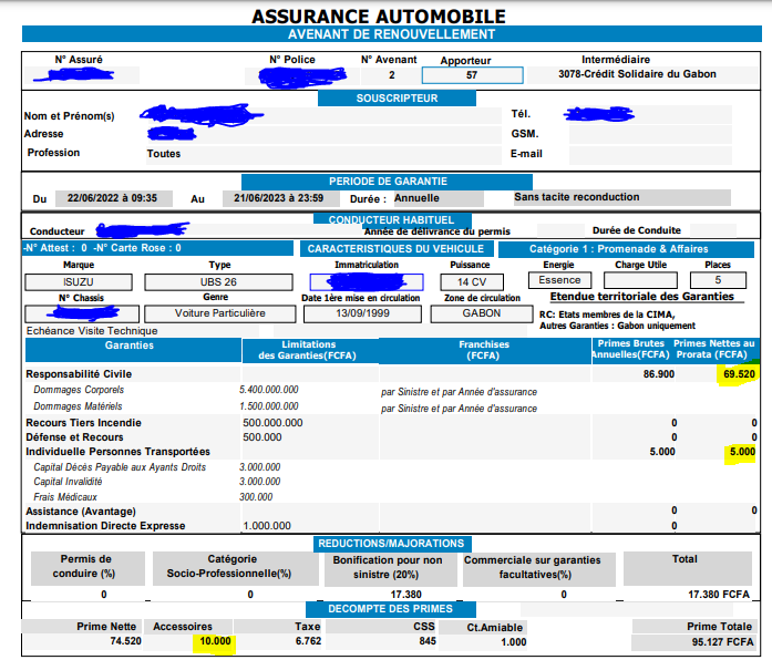 TAXE SUR LES CONTRATS D’ASSURANCES